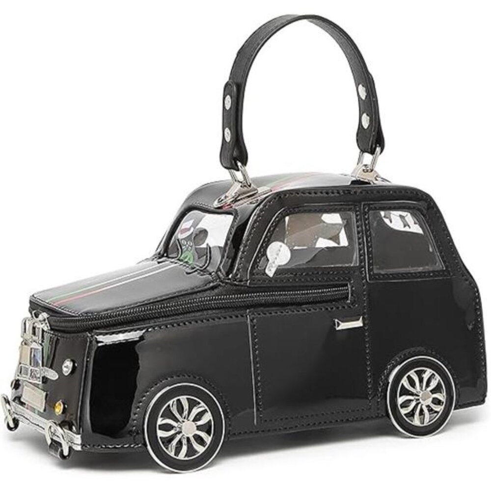 SUPER KAWAII! Novelty BLACK CAR Handbag Purse Small Backpack VEGAN Leather CUTE